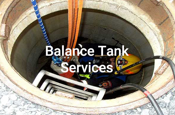 Swimming pool balance tank services including balance tank cleaning